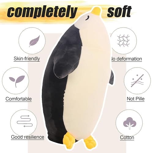 DENTRUN Penguin Stuffed Animals Bulk, Cute Penguin Plush Doll Play Toys for Kids Girls Boys Adults Birthday Xmas Halloween Present Adorable Soft Plushies, 12.20/18.11/22.44/25.98 Inchs, Blue, Black thumbnail 5
