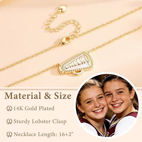 Miss Chipmunk Cheerleader Gifts- Cheer Necklace for Women Teens Fans Coach Team, 14K Gold Plated Cheer Pendant Christmas Birthday Cheer Gifts Jewelry thumbnail 5