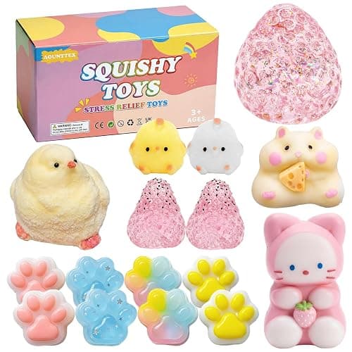 16PCS Squishy Fidget Toys,Kawaii Squishies Stress Relief Squeeze Toys Kit | Cute Squishy's Sensory Toys for Desk,Office,Party Favors,Classroom Prize Birthday Gifts Bag Stocking Stuffers - Image 1