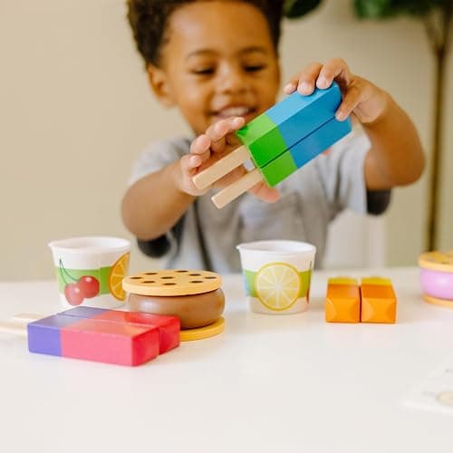 Melissa & Doug Wooden Frozen Treats Ice Cream Play Set (24 pcs) - Play Food and Accessories Food Toys for Toddlers and Kids 3+ thumbnail 3