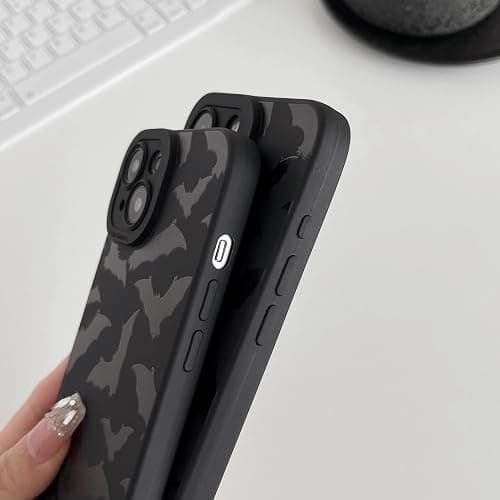 FLIRACON Black Bats Pattern Soft Phone Case Compatible with iPhone Case (Black,for iPhone 12) thumbnail 4