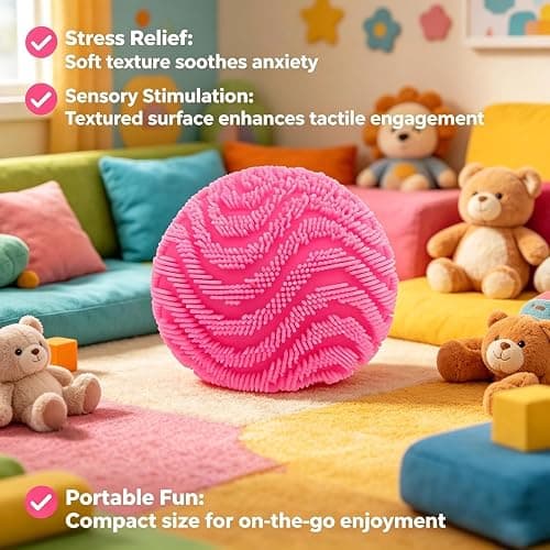 Fuzz Ball Squishy Stress Ball, Stress Fun Desk Fuzz Squeeze Ball, Squishy Ball Calming Tactile Grip for Focus & Relaxation (Blue) thumbnail 6