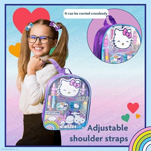 Hello Kitty and Friends Makeup Filled Backpack Set with 12 Pieces, Including Lip Gloss, Nail Polish, Nail Stones and Other Accessories, Ages 3+ for Parties, Sleepovers and Makeovers by Townley Girl thumbnail 6