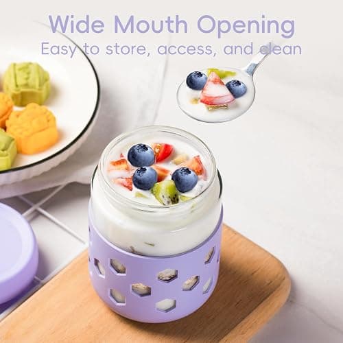 Gemice 6-Pack 16oz Glass Mason Jars with Silicone Sleeves, Airtight BPA-Free Overnight Oats Containers with Lids, Dishwasher Safe Leak-Proof Meal Prep Jars for Chia Pudding, Yogurt, Snacks thumbnail 7