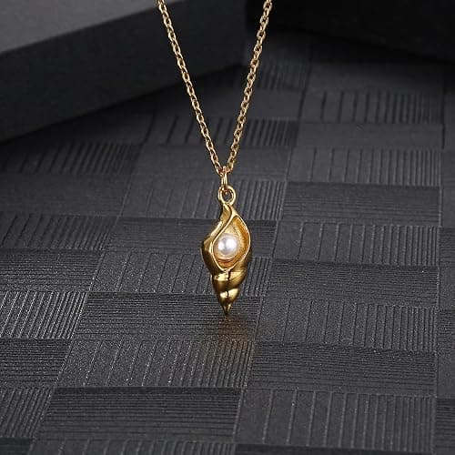 Winssigma 18K Gold Plated Stainless Steel Bee Honeycomb Pendant Necklace, Adjustable Y Lariat Conch/Guitar/Horseshoe Necklace for Women thumbnail 2