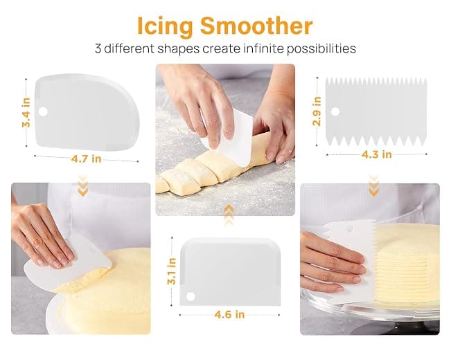 Kootek 22pcs Cake Decorating Supplies Kit, Baking Tools with 12" Aluminium Cake Turntable Rotating Cake Stand, Piping Bags and Tips Set, Icing Spatula, Cake Leveler, 3 Icing Scrapers for Mother's Day thumbnail 7