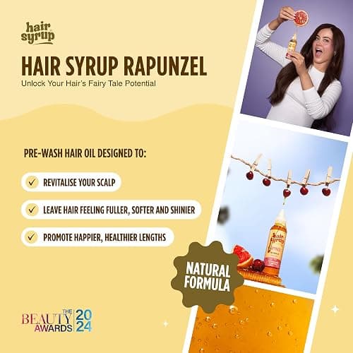 Hair Syrup | Rapunzel Pre-Wash Hair Oil | Infused with Pink Grapefruit, Sweet Almond & Cherry | Revitalise Your Scalp & Mind | Vegan | 100% Natural | 100ml thumbnail 2