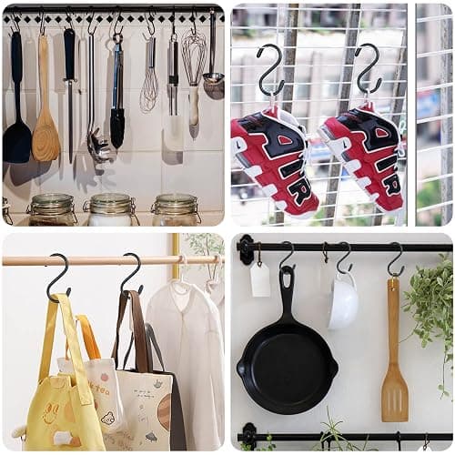 3 Inch Vinyl Coated S Hook,S Hooks for Hanging Plants ,10 Pack Non Slip Heavy Duty S Hooks ,Small Rubber Coated Steel Metal Black Closet S Hook for Hanging Jeans Plants Jewelry Pot Pan Cups Towels thumbnail 7