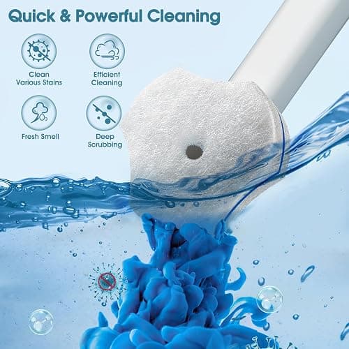 Disposable Toilet Brush with 48 PCS Refills, Disposables Toilets Cleaning System with Handle, Storage Caddy and 48Toilet Bowl Refill Heads for Bathroom Cleaning thumbnail 2