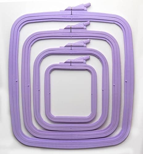 Nurge Lilac 4 Pcs Set Plastic Square Embroidery Hoop, Cross Stitch Hoops, Punch Needle Hoop , DIY Craft Sewing,ABS Plastic Embroidery Hoops - Image 1