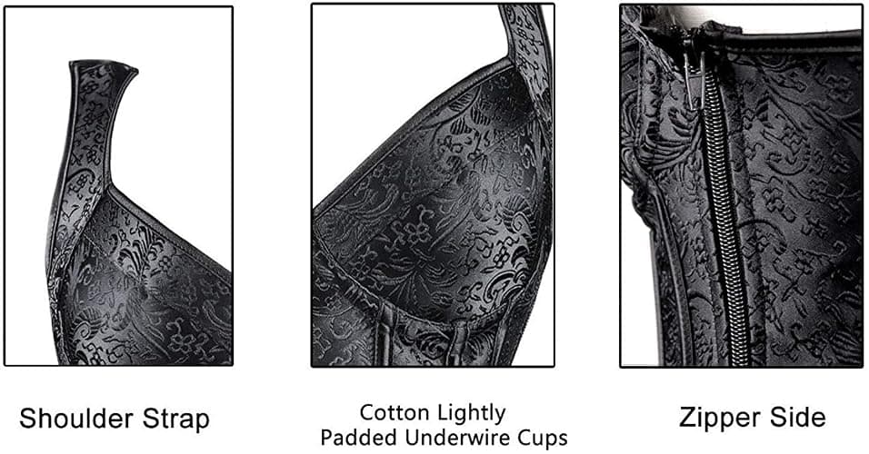 ADELCE Women's Lace up Gothic Jacquard Shoulder Straps Tank Overbust Shaper Corset Bustiers Top thumbnail 6