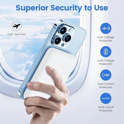 Wireless Power Bank, Magnetische Kabelloses Powerbank 10000mAh 20W Schnell Aufladende Tragbares Ladegerät (USB C Input & Output), Externe Handyakkus für iPhone 16 15 14 13 12 Pro Max Samsung iPad thumbnail 7