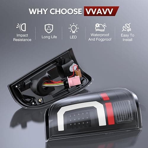 vvavv LED Tail Lights Compatible for 2008-2016 Ford F250 F350 F450 Super Duty, Clear Lens White C-Type Tube Rear Brake Lamps OE Replace FO2800208 FO2801208 thumbnail 6