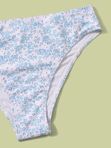 COZYEASE Girls' 2 Piece Ditsy Floral Print Knot Front Ruched Triangle Bikini Swimsuit thumbnail 4
