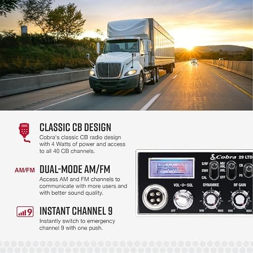 Cobra 29 LTD Professional CB Radio & Cobra HGA1500 42 Inch Magnetic Mount CB Antenna: Full 40 Channels, Adjustable Receiver, SWR Calibration, Long-Range Antenna for Clear Signal, Chrome thumbnail 3