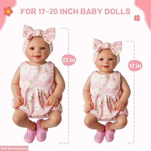 BABESIDE 7 Pcs Reborn Baby Doll Clothes with Woven Bag for 16-20 Inch Dolls | Reborn Baby Doll Accessories Set with 16 Inch Doll Shoes, Sunglasses, Toy Accessories fits Realistic Baby Dolls Girl thumbnail 3