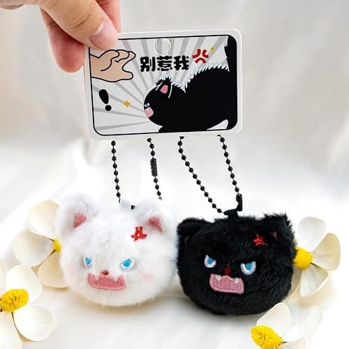 WXCATIM Kawaii Keychain 2ps Cute Plush Keychain Backpack Accessories Kawaii Keychains Stuffed Animal Cat Gifts For Cat Lovers Black Cats Gifts for Backpacks Handbag Bag Wallet for Women Friends thumbnail 4