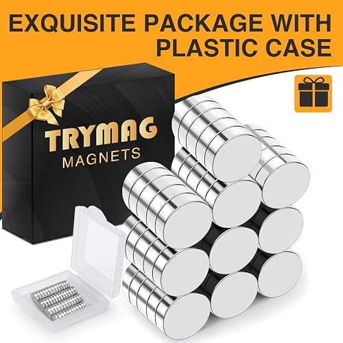TRYMAG Small 10x3mm 50Pcs Rare Earth Magnets, 50Pcs Tiny Round Fridge Magnets for Whiteboard, Refrigerator, DIY, Kitchen, Office thumbnail 4