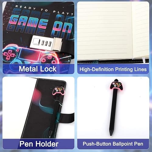 Diary with Lock For Boys Ages 8-12, Game On Journal with Lock Lockable Diary Kids diary with lock Teenage Boy Back to School Birthday Gifts for Boys 8 9 10 11 12 13 14 15 16 17 Year Old Journal Notebook thumbnail 7