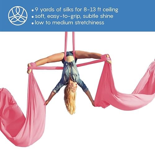 aum active Aerial Silks Starter Kit - Durable 9 Yards of Aerial Yoga Hammock with Hardware & Guide - Aerial Swing for Acrobatic Flying Yoga & All Levels (Aerial Rigging Point Up to 13ft) thumbnail 3