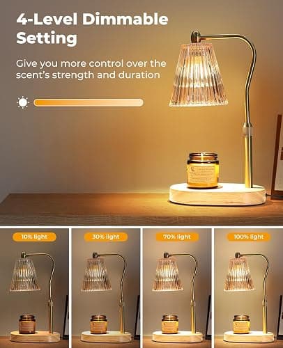Candle Warmer Lamp, Candle Warmer with Timer and Dimmer, Adjustable Height Electric Candles Lamp with 2 Bulbs for Scented Jar, Wax Melter Lamp for Fall Decor, Home Decor, Room Decor, Gifts for Women thumbnail 5
