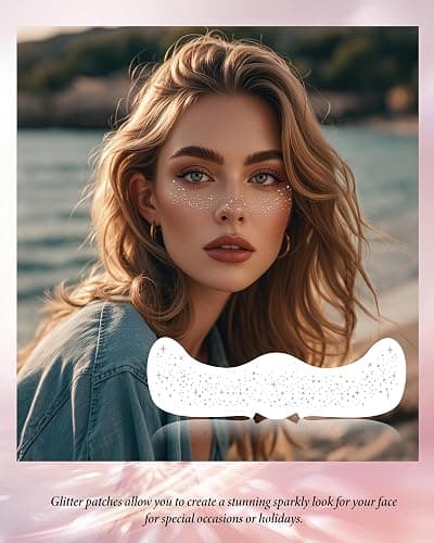XICZH Glitter Freckles, Body and Face Glitter Makeup Patches for Women Girls, Waterproof Festival Rave Accessories fit Country Concert Outfits (Silver - 10 pcs) thumbnail 8