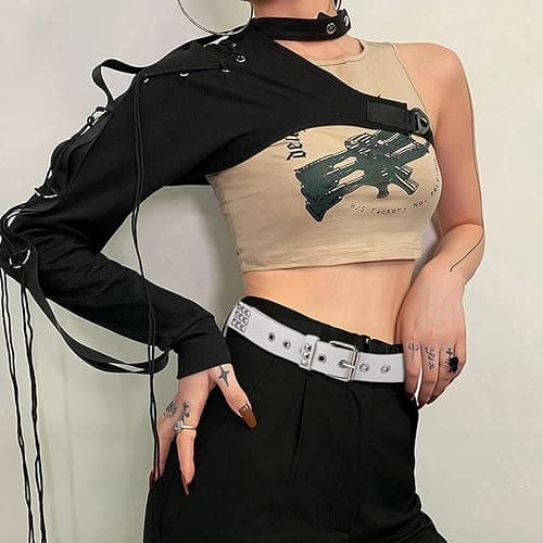 AEXHOT 3 Pcs Black Studded Belt Y2K Belt Star Gothic Punk Rock Belts with Grommet Threads Bright Metal Pyramid for Women Men thumbnail 6