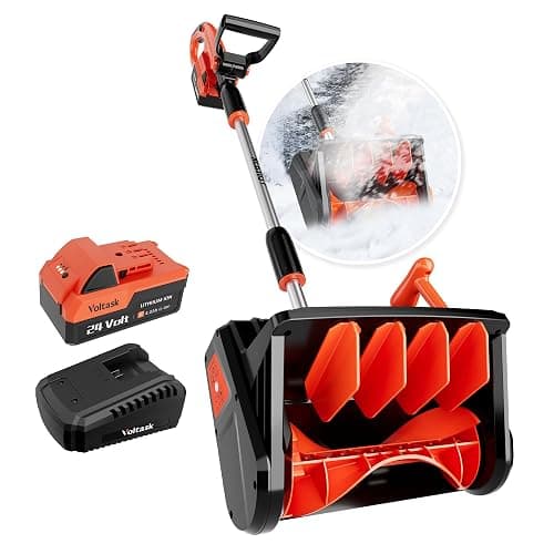 VOLTASK 24V 13-inch Cordless Snow Shovel with Directional Plate, Battery & Quick Charger Included - Image 1