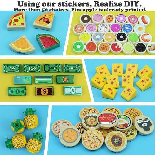 220pcs City Food Accessories Building Block, Friends-People Picnic Toys, Kitchen Restaurant Comida DIY Pieces, Fruit-Pizza-Cheese-Ice Cream-Turkey Parts, Money Bricks for Extra Set thumbnail 3