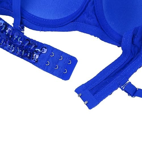Sholeno Womens Shiny Sequins Glitter Underwire Push Up Bra Tops Belly Dance Costume thumbnail 7