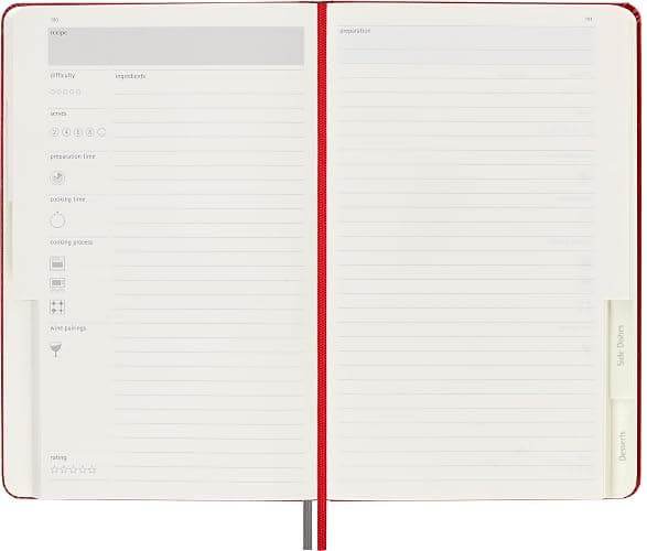 Moleskine Passion Journal, Recipe, Hard Cover, Large (5" x 8.25") Scarlet Red, 400 Pages thumbnail 6
