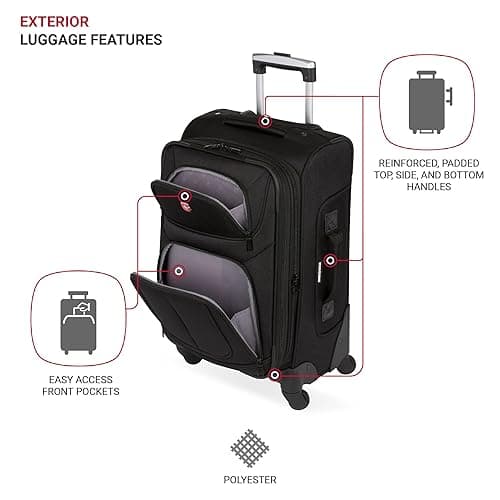 SwissGear Sion Softside Expandable Luggage, Black, 2-Piece Set (21/29) thumbnail 6