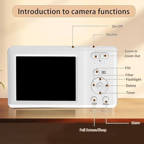 56MP FHD Digital Camera with 20X Digital Zoom & Autofocus, Anti-Shake Point and Shoot Camera for Kids Adults Beginners, Includes 32GB SD Card, Portable Compact for Travel thumbnail 7