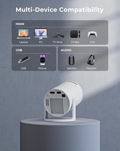 Mini Projector, Portable Projector with Wifi and Bluetooth, Built in Apps, Support 4K 1080P, 180° Rotation, Auto Keystone, Movie Projector Compatible With HDMI/USB/TV Stick/Smartphone/Laptop thumbnail 8