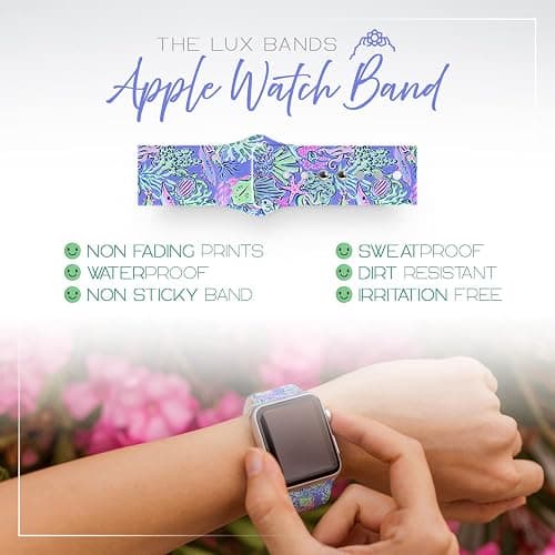 Lux Bands Smart Watch Bands for Women, Printed Silicone Watch Band, 38mm-45mm Ladies Watch Strap Compatible with Smartwatches, Sweat Resistant, For Series 11 10 9 8 7 6 5 4 3 2 1 SE thumbnail 6