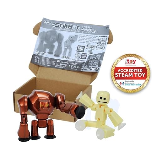 Zing StikBot & Mega Monster Stop-Motion Animation Pack – Exclusive Butter Yellow StikBot + Bronze Gigantus Figure, Creative Toy for Kids Age 4+ thumbnail 3