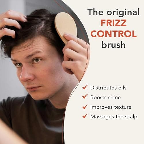 Boar Bristle Hair Brush - Smoothes & Detangles All Hair Types, Hairbrush for Women, Men & Kids, Brush for Thick Hair, Distributes Oils for Natural Shine & Stimulates Scalp thumbnail 4