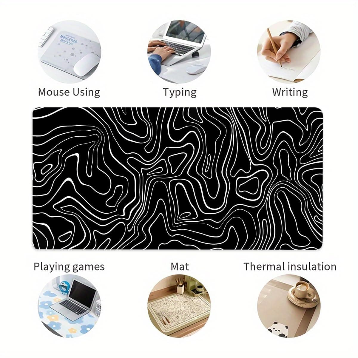 Rcege Large Gaming Mouse Pad Extended Desk Mat with Non Slip Stitched Edge | Waterproof surface, Smooth tracking, Keyboard & mouse, Desk office use, Easy clean, Durable mouse mat thumbnail 5