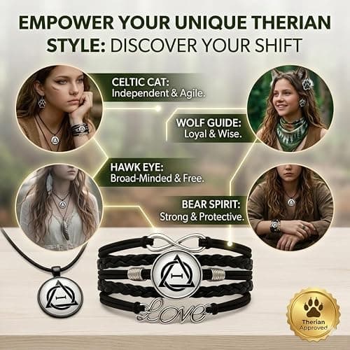 GNAYOAHLI Therian, Therian Stuff, Therian Necklace—Bracelets: Unique Animal Spirit Logo Pendant and Adjustable Handmade Leather Band, Gift for Therians and Animal Lovers thumbnail 6