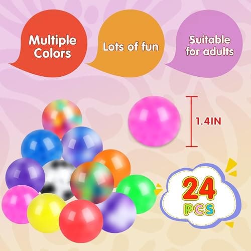 VISCOO 24 Pack Stress Balls for Adults, Squeeze Balls for Anxiety Relief, Soft Palm-Sized Pressure Balls, Durable Relaxation Set thumbnail 2