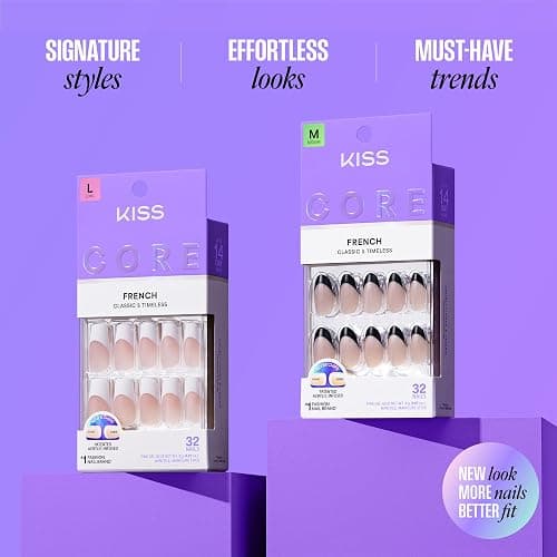 Kiss Core, Press On Nails, Nail glue included, 'Curiosity', White, Medium Size, Almond Shape, Includes 32 Nails, 2g Glue, 1 Manicure Stick, 1 Mini File thumbnail 6