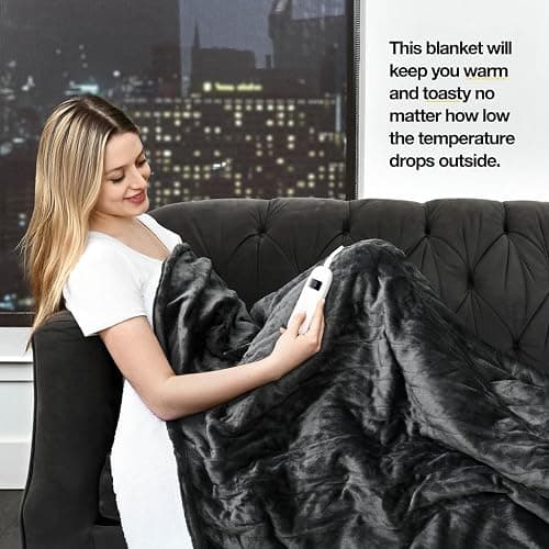 Medical king Heated Blanket, Machine Washable Extremely Soft & Comfortable Electric Blanket Throw Fast Heating with Hand Controller 10 Heating Settings & auto Shut-Off (Gray, 50 x 60) thumbnail 4