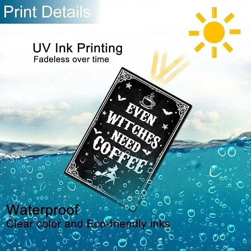 Funny Black Gothic Decor Even Witches Need Coffee Metal Signs for Coffee Bar Gothic Kitchen Accessories Halloween Decor 8 x 12 Inch thumbnail 5