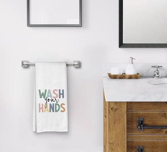 Dwept Kids KidBathroom Decor, Kids Hand Towels, Kids Bathroom Accessories, Little Girls Boys Bathroom Kitchen Decor forKids, Wash Your Hands Boho Nursery Dish Towels Tea Towels for KitchenBathroom thumbnail 2
