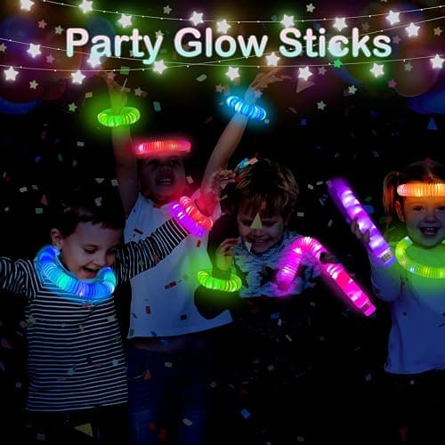 Glow Sticks Party Favors for Kids 12 PCS-Christmas Glow in Dark Party Supplies for Toddlers,Light Up Necklace Bracelet Accessories for Boys Girls,Neon Decoration for Birthday New Years Eve Camp Care thumbnail 2