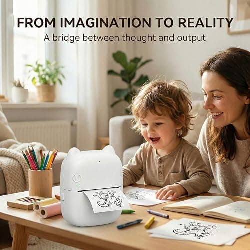 Bolumka AI Voice Sticker Printer, Portable Voice Controlled Mini Printer, Inkless Thermal Sticker Maker for Home Office Study Notes & Label DIY (1 Roll Sticker Paper Included) thumbnail 8