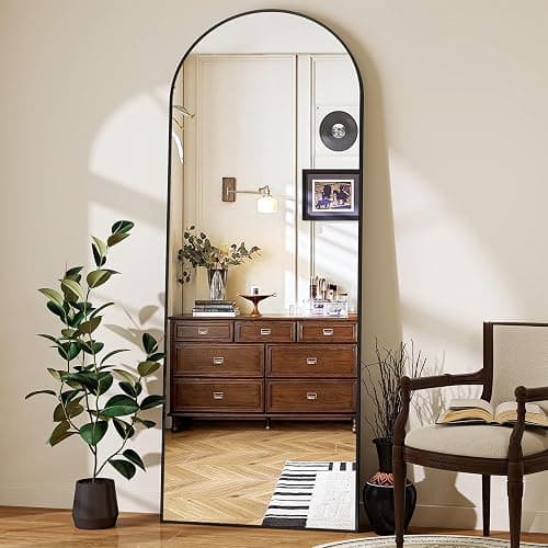 Riskioir 56" x 21" Arch Full Length Mirror - Floor Full Body Mirror with Aluminum Frame - Standing, Leaning or Hanging, for Bedroom, Living Room, Black thumbnail 2