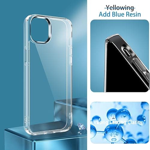 JJGoo Compatiable with iPhone 15 Case Clear, Transparent Shockproof Phone Case, Slim Anti-Scratch Hard PC Back Protective Cover Bumper, Clear thumbnail 3