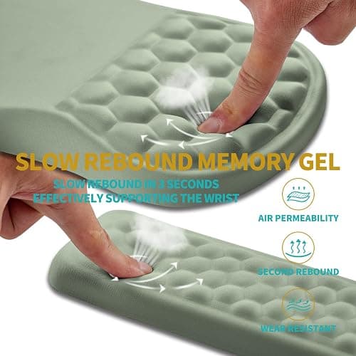 Hokafenle 2 in 1 Ergonomic Mouse Pad Wrist Support & Wrist Rest for Computer Keyboard Set, with Relieve Carpal Tunnel Pain Massage Bulge and Full Memory Gel Design (2In1 Set, Light Green) thumbnail 3