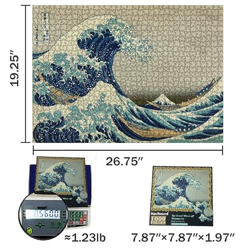 MaxRenard Game 1000 Pieces Jigsaw Puzzle for Adult Fine Art Collection Toy The Great Wave Off Kanagawa Puzzle thumbnail 3